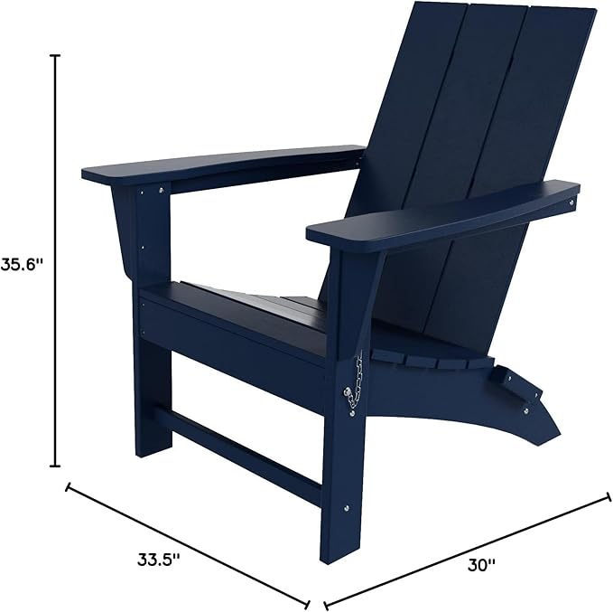WestinTrends Ashore Modern Outdoor Folding Adirondack Chair, Navy Blue