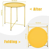 Garden 4 you Small Side Table, Round End Table, Outdoor Side Table with Metal Frame, Bedside Table for Living Room - Photo 3