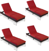 HOMREST Outdoor Lounge Chairs Set of 4, Patio Wicker Chaise Lounge with Removable Cushion - Photo 1