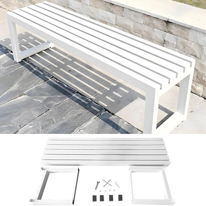 Garden Benches for Outdoors 2-Person Patio Bench Park Seat Metal Bench Backless Seat Weatherproof Chair for Backyard Front Porch Entryway, 3.3ft 3.9ft 4.9ft 5.9ft(Green,3.93ft)