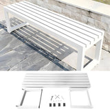Garden Benches for Outdoors 2-Person Patio Bench Park Seat Metal Bench Backless Seat Weatherproof Chair for Backyard - Photo 5