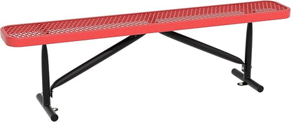 6FT Metal Park Bench for Outside, All-Weather Thermoplastic Coating Outdoor Bench with Anchor, Commercial Heavy Duty Benches for Shopping Malls, Stores, Parks, Patios, Decks, Red