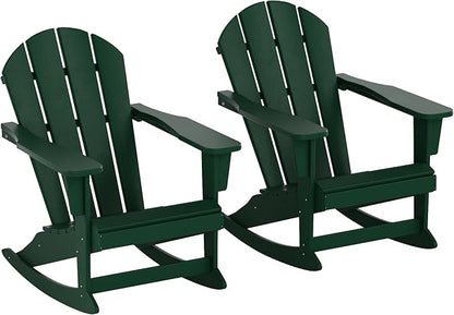 WO WESTIN OUTDOOR HDPE Laguna Outdoor Rocking Poly Adirondack Chair (Set of 2), Dark Green