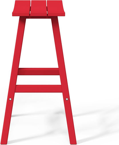 WestinTrends Malibu 29 Inch Outdoor Bar Stools, All Weather Resistant Poly Lumber Adirondack Bar Height Stools, Red