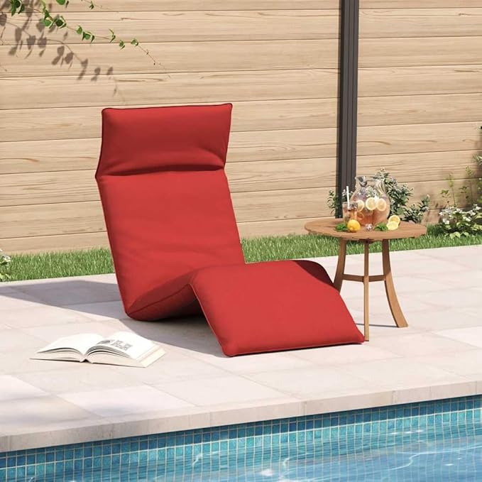 Red Folding Sun Lounger, 69"x21"x3", 5-Pos Reclining, Water-Repellent Oxford, Portable for Patio Pool Yard Camping