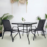 DIMAR GARDEN 32" Outdoor Coffee Table with Umbrella Hole, Patio Square Side Bistro Table with Glass Top, Black - Photo 7