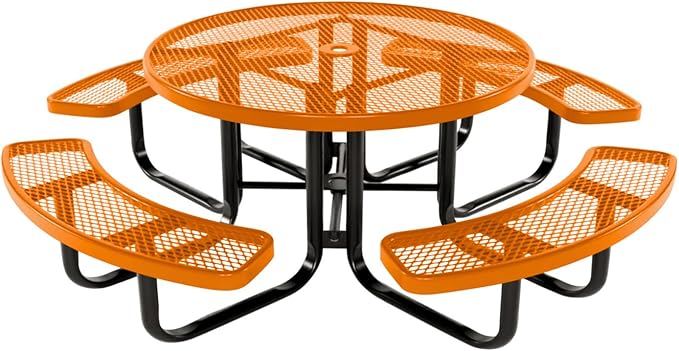 COATEDOUTDOORFURNITURE Heavy-Duty Portable Outdoor Kids Table with Umbrella Hole, Expanded Metal Kids Picnic Table - Photo 1