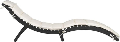 SAFAVIEH Outdoor Collection Pacifica Black Solid Wood/Beige Cushion 3-Piece Chaise Lounge Set with Table (PAT7020G)