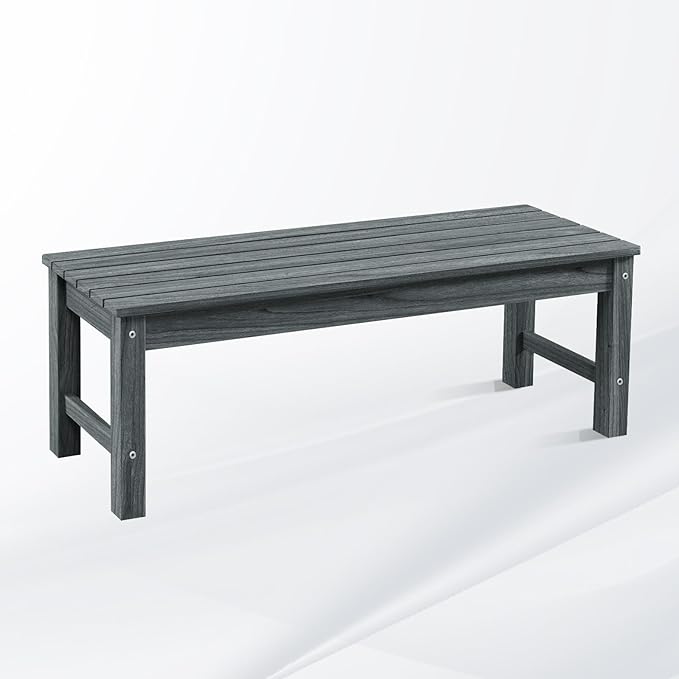 Psilvam 2-Person Outdoor Poly Lumber Patio Backless Bench, Fade-Resistant & Odor-Free Poly Lumber Patio Furniture - Photo 1
