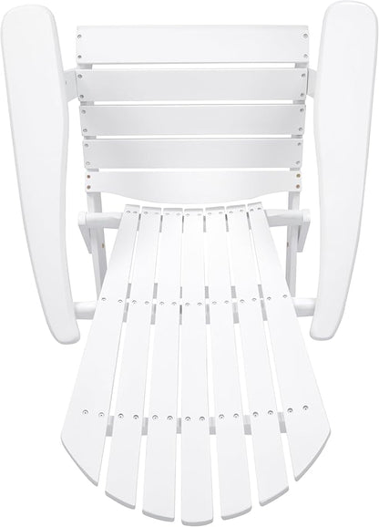 Folding Adirondack Chair, Outdoor White Adirondack Chairs with Wood Texture, Acacia Wood Fire Pit Chairs, All Weather, for Deck Backyard Patio Outdoor Garden