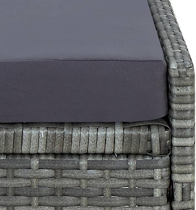 Grey PE Rattan Sunbed, Adjustable Outdoor Chaise Lounge Chair with Cushion, Weather-Resistant Patio Furniture for Garden - Photo 6