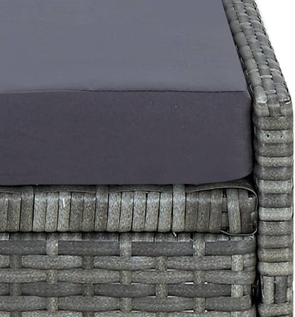 Grey PE Rattan Sunbed, Adjustable Outdoor Chaise Lounge Chair with Cushion, Weather-Resistant Patio Furniture for Garden, Balcony, Poolside