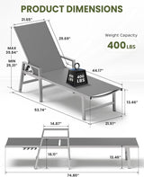 Patio Chaise Lounge Chair Outdoor Set of 2 with Wheels&Armrests - Photo 2