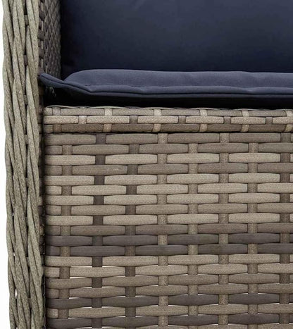 Reclining Garden Bench Gray Poly Rattan Outdoor Seating for Patio Balcony Porch 40.9 Inch Modern Loveseat with Adjustable Backrest Weather-Resistant for Living Room Garden and Sunroom