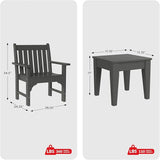 Costaelm Outdoor Patio Table and Chairs Set of 2, 2-Piece HDPE Garden Chair with Square Adirondack Side Table Set - Photo 2