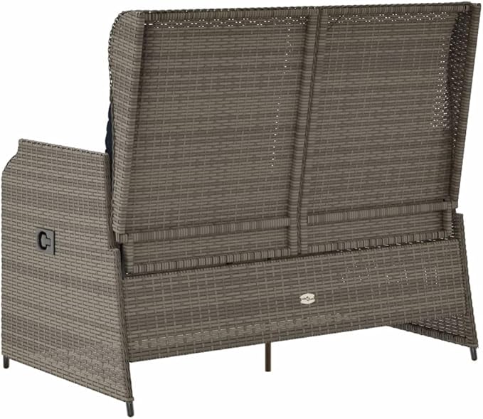 2-Seater Reclining Patio Bench with Cushions, Adjustable Garden Loveseat - Photo 7