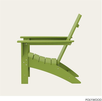 POLYWOOD Modern Adirondack Chair – All-Weather Outdoor Lawn Adirondack Chairs – HDPE, Fade-Resistant & Durable Outdoor Furniture – For Patio, Deck & Fire Pit Chairs – Lime