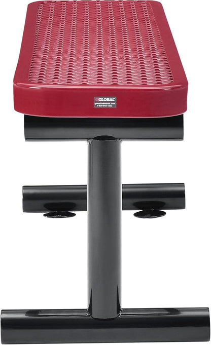 Global Industrial 4'L Heavy Duty Expanded Metal Mesh Flat Bench with Steel Frame, Portable Outdoor Bench, 1000 lbs Capacity, Red, 48" L x 14-1/2"W x 18" H
