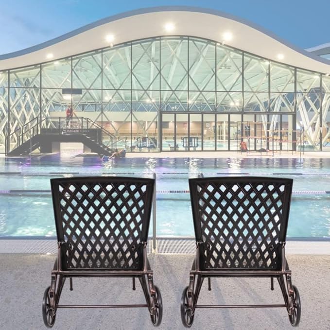 Chaise Outdoor Aluminum Lounge Chair with Wheels, 3-Position Adjustable Recliner Furniture Set for Poolside - Photo 2