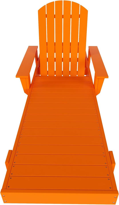 WestinTrends Dylan HDPE Outdoor Patio Poly Adirondack Reclining Chaise Lounge with Arms, Orange