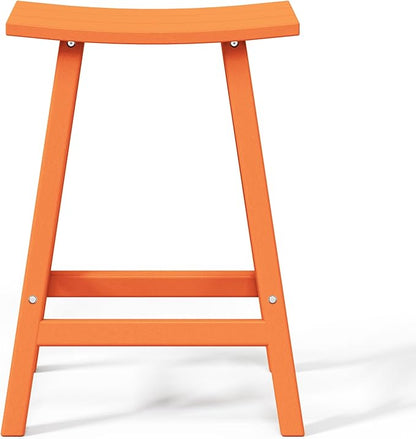 WestinTrends Malibu 24 Inch Outdoor Bar Stools, All Weather Resistant Poly Lumber Adirondack Counter Height Stools, Orange