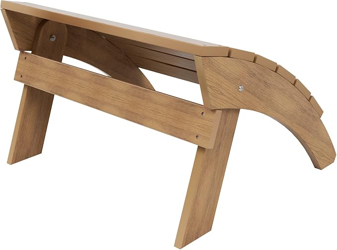 WestinTrends Tuscany Adirondack Ottoman, Real Wood Like Outdoor Ottoman for Patio, All Weather Poly Lumber Folding Ottoman Footrest for Adirondack Chair, Teak