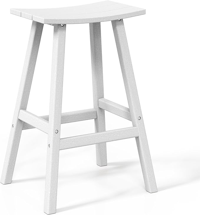 WestinTrends Malibu Malibu 24 Inch Counter High Saddle Stools (Set of 3), White - Photo 4
