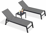 PURPLE LEAF Outdoor Chaise Lounge with Wheels for Outside 2 Pieces Aluminum Patio Lounge Chair with 5 Adjustable - Photo 9