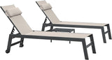 PURPLE LEAF Outdoor Lounge Chair Set of 3 Patio Chaise Pool Lounger Aluminum Frame with Side Table and Wheels for - Photo 9
