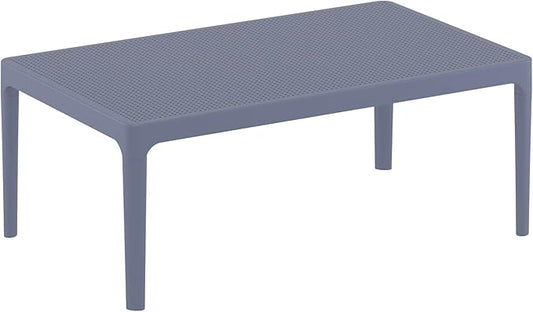 CC Home Furnishings 39.5" Dark Gray Patio Solid Rectangular Lounge Coffee Table
