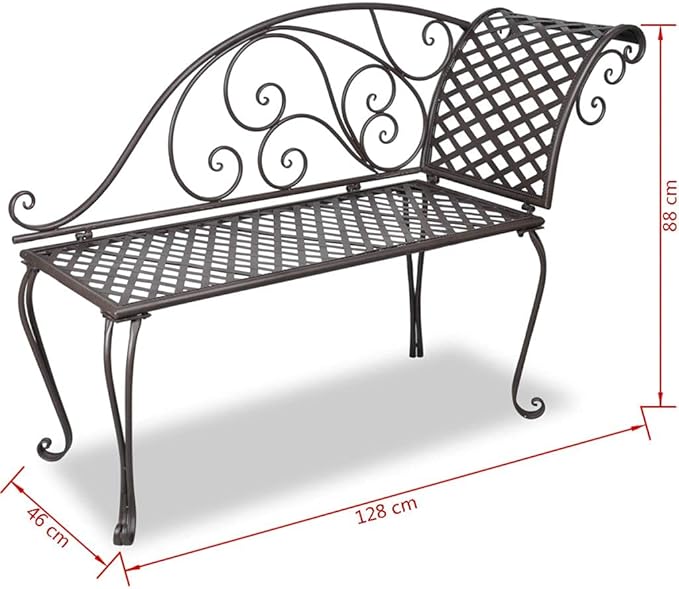 Beautiful Appearance, Comfortable seat,Outdoor Furniture Patio Balcony Benches,Garden Chaise Lounge 50.4" Steel Antique (Brown)