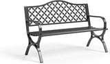 PHI VILLA 50" Garden Metal for Outdoors Weatherproof 2-Person Steel Furniture for Garden, Patio, Porch, Black - Photo 9