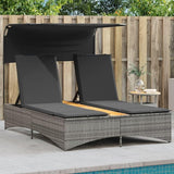 Gray Canopy Double Sun Lounger 31.3" x 21.1" x 21.7" Outdoor Patio Chaise Lounge for Pool Garden Balcony Lounge Chair - Photo 2