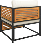 Cream White Acacia Garden Chair with Cushions, Solid Acacia Wood and Metal Frame for Patio, Garden, Balcony - Photo 8