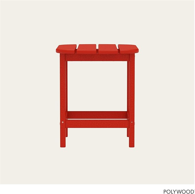 POLYWOOD SBT18SR South Beach 18" Outdoor Side Table, Sunset Red