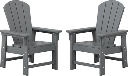 WestinTrends Malibu Kids Outdoor Adirondack Plastic Patio Chair (Set of 2), Gray