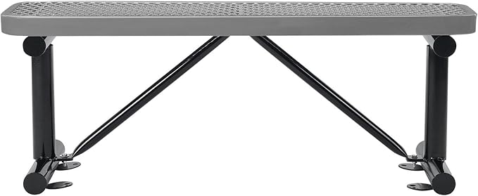 Global Industrial 4'L Heavy Duty Expanded Metal Mesh Flat Bench with Steel Frame, Portable Outdoor Bench, 1000 lbs Capacity, Gray, 48" L x 14-1/2"W x 18" H