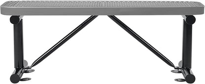 Global Industrial 4'L Heavy Duty Expanded Metal Mesh Flat Bench with Steel Frame, Portable Outdoor Bench, 1000 lbs Capacity, Gray, 48" L x 14-1/2"W x 18" H