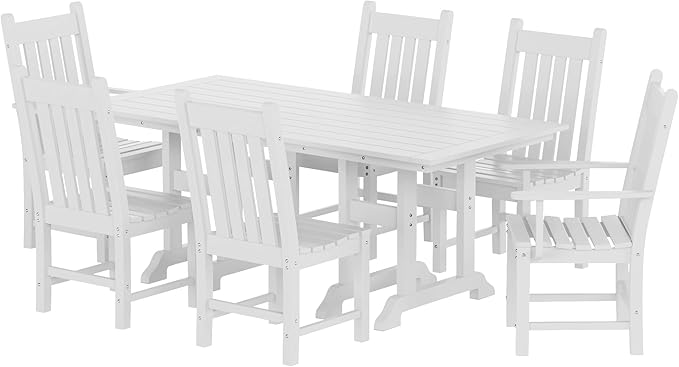 Costaelm Armless Outdoor Chair, Patio Adirondack Chair, HDPE Poly Lumber Waterproof Restaurant Bistro Kitchen Dining Chair for Outside Porch Backyard Garden, White
