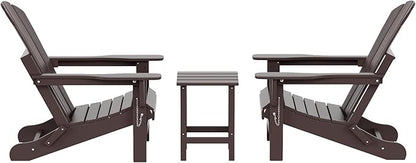 WO WESTIN OUTDOOR HDPE Laguna 3PC Outdoor Poly Adirondack Chair Set with Side Table, Dark Brown