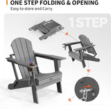 VINGLI Plastic Adirondack Chairs, Folding with Cup Holder, Waterproof HDPE Material - Photo 6