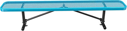 8FT Park Benches for 4-7 People, Weatherproof Commercial Garden Bench, Iron Steel Frame Patio Heavy Duty Mesh Rectangular Outdoor Benches for Outside, Lawn, Yard, Porch Work Entryway