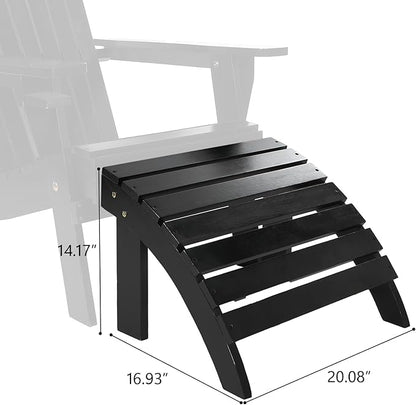 Adirondack Ottoman Outdoor, Adirondack Chair Footstool for Garden Lawn Backyard Pool Deck Patio Porch(Black)