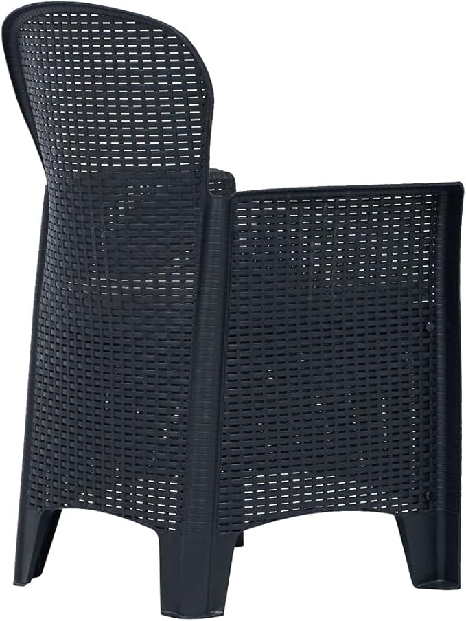 Balcony Furniture Outdoor Wicker Chair Patio Chairs for Patio, Porch, Backyard, Balcony, Poolside and Garden Patio Chairs 2 pcs with Cushion Anthracite Plastic Rattan Look