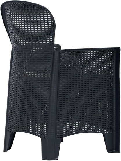 Balcony Furniture Outdoor Wicker Chair Patio Chairs for Patio, Porch, Backyard, Balcony, Poolside and Garden Patio Chairs 2 pcs with Cushion Anthracite Plastic Rattan Look