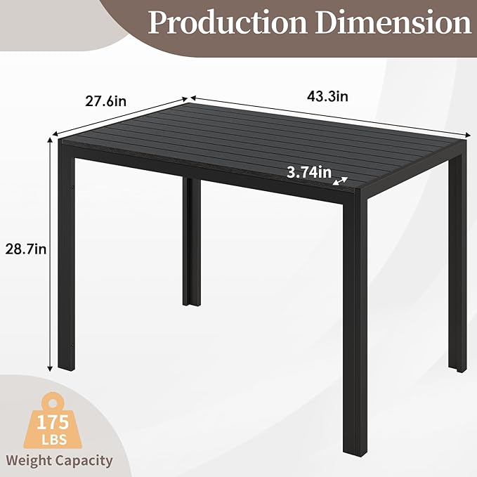 LIFERUN Outdoor Patio Table for 4-6 Person - Photo 3