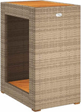 vidaXL Patio Side Table - Beige 23.6"x15.7"x29.5" - Durable Poly Rattan & Acacia Wood Top - Outdoor/Garden/Backyard - Photo 8