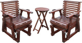 Outdoor Glider Chair, 2-Seater Wooden Glider Patio Furniture Set with Table, Cupholder - Photo 1