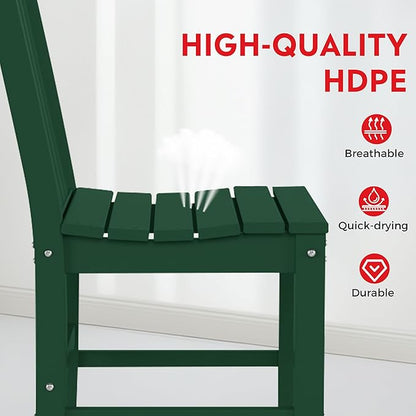 Costaelm Armless Outdoor Chair, Patio Adirondack Chair, HDPE Poly Lumber Waterproof Restaurant Bistro Kitchen Dining Chair for Outside Porch Backyard Garden, Dark Green
