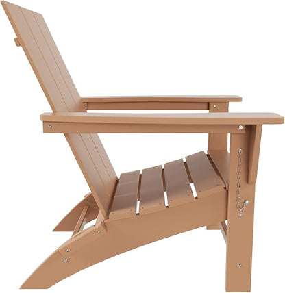 WO Home Furniture HDPE Adirondack Chair Folding Poly Lumber All Weather UV/Fade Resistant Heavy Duty for Patio, Backyard, Balcony, Garden, Lawn (Teak)…